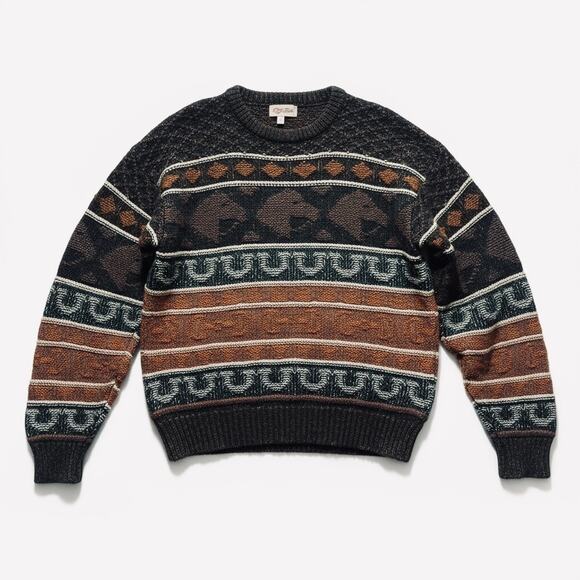 Vintage 80s Grandpa Patterned Wool Sweater with Horsehead Silhouette - Picture 1 of 3